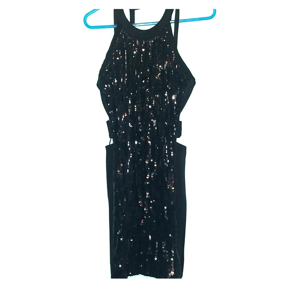 Sequin black fitted dress worn once